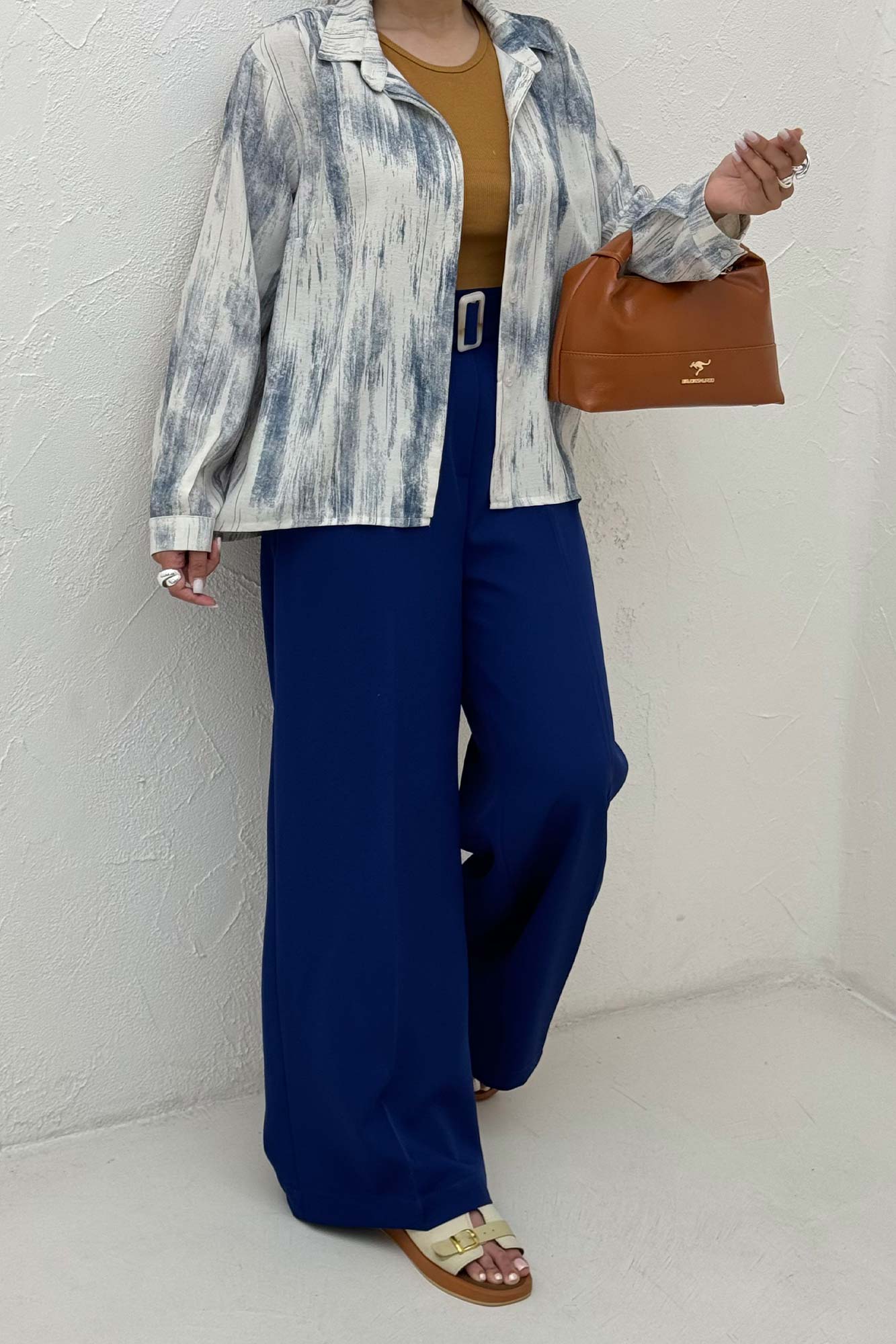 شومیز مانتویی پرینتی دکمه مخفی طرح 2