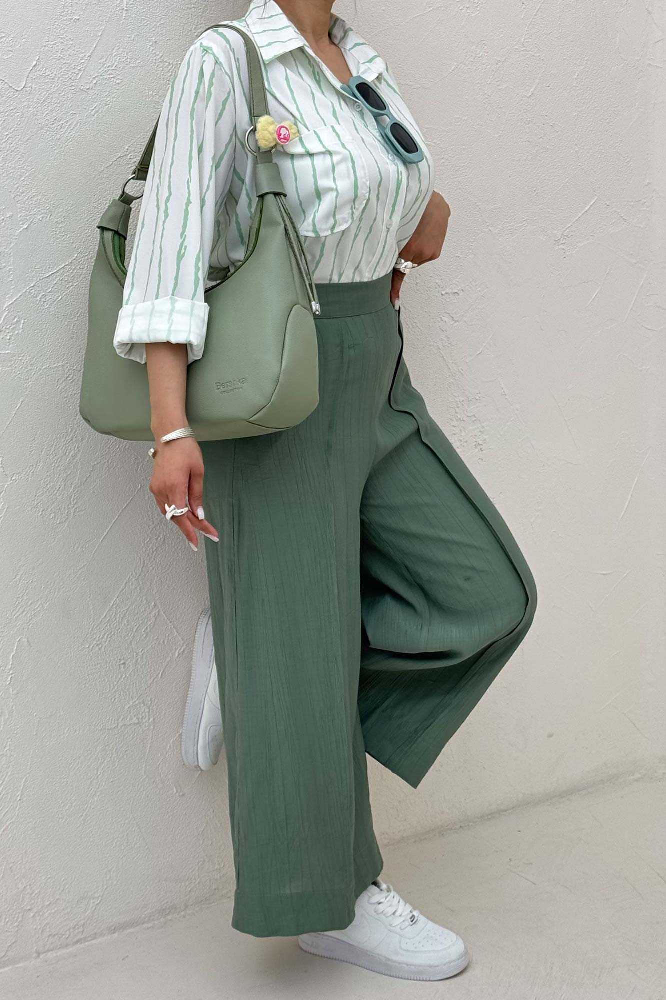 شلوار واید کریشه جلو دوخت