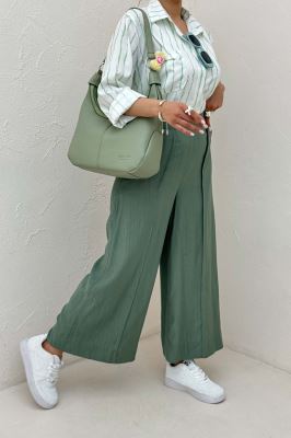 شلوار واید کریشه جلو دوخت