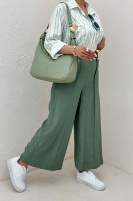 شلوار واید کریشه جلو دوخت