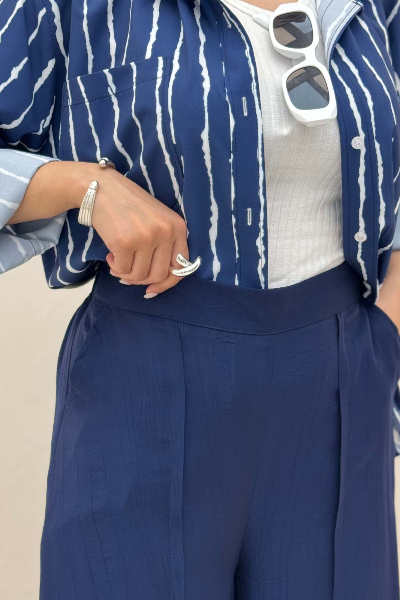 شلوار واید کریشه جلو دوخت