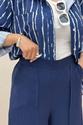 شلوار واید کریشه جلو دوخت