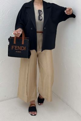 شلوار واید کریشه جلو دوخت