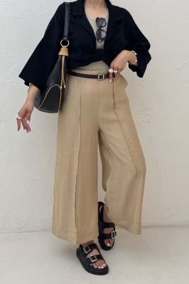 شلوار واید کریشه جلو دوخت