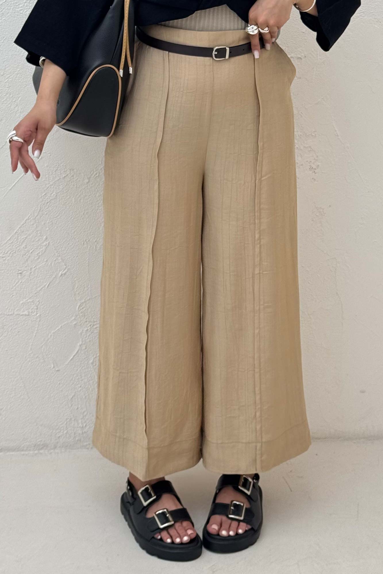 شلوار واید کریشه جلو دوخت