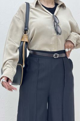 شلوار واید کریشه جلو دوخت