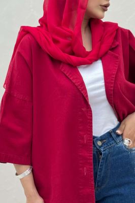 مانتو کتان آستین سه رب یقه شکاری TR