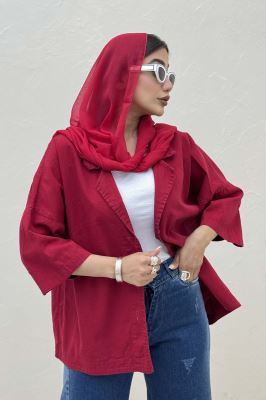 مانتو کتان آستین سه رب یقه شکاری TR