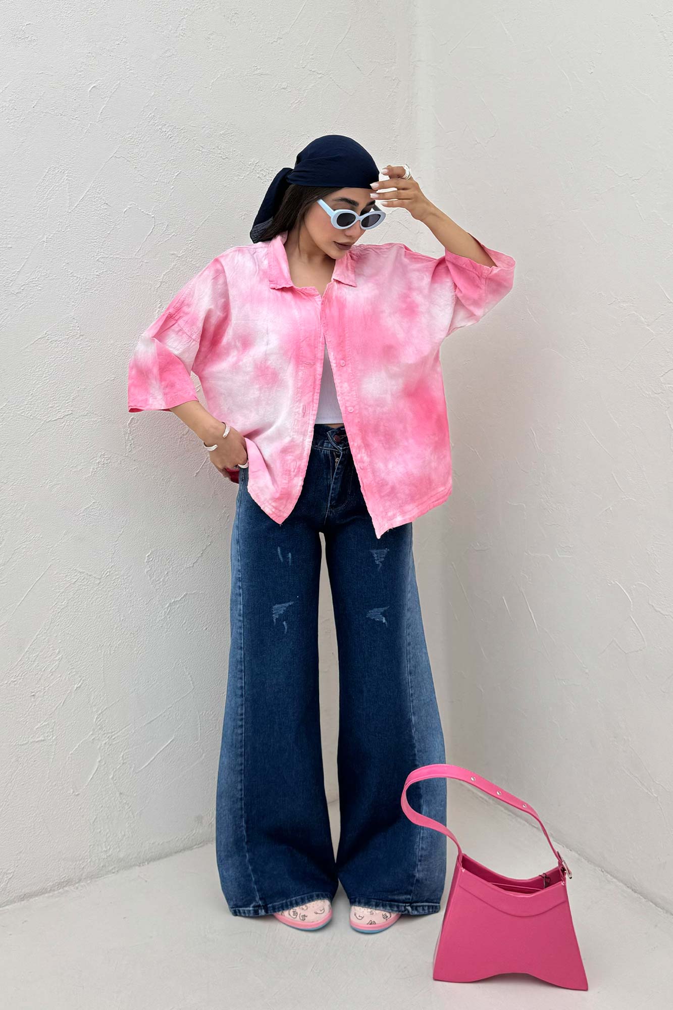 مانتو لینن آستین سه رب یقه شکاری (آبرنگی)TR