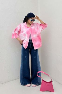 مانتو لینن آستین سه رب یقه شکاری (آبرنگی)TR