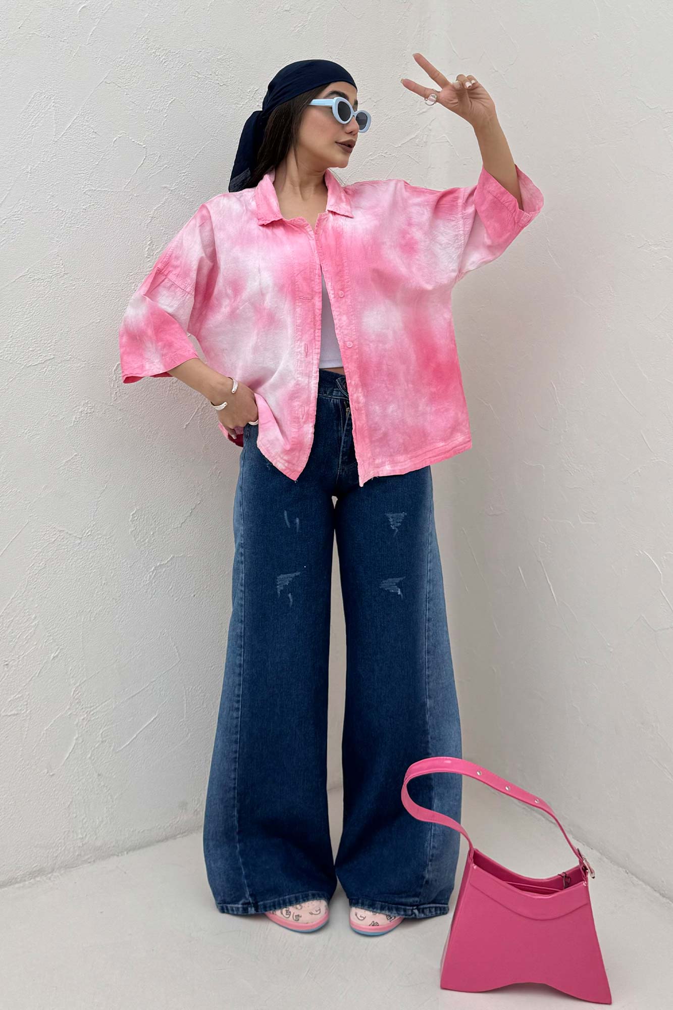 مانتو لینن آستین سه رب یقه شکاری (آبرنگی)TR