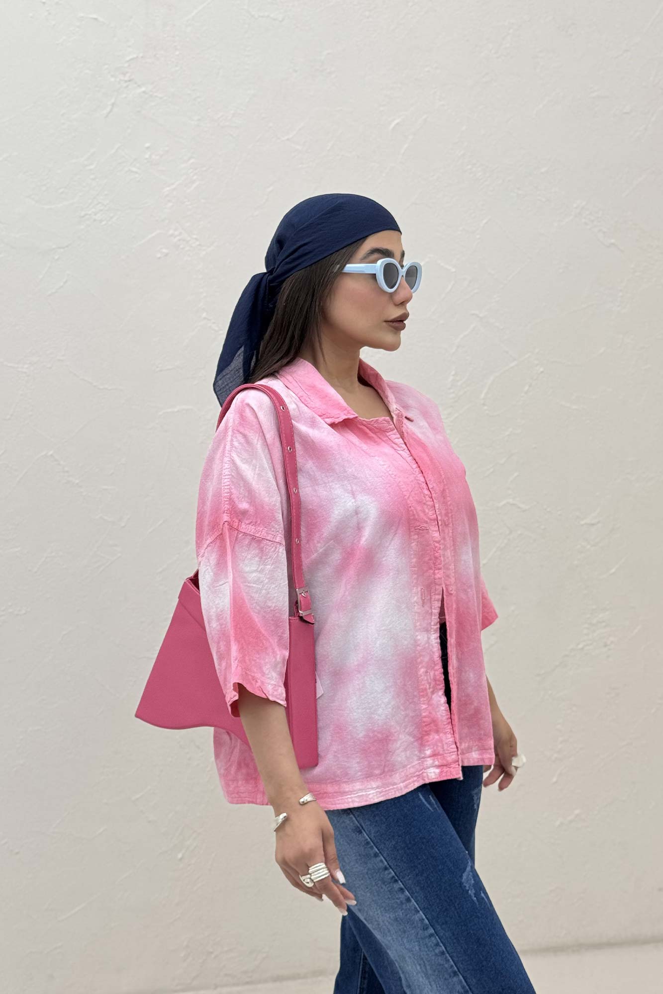 مانتو لینن آستین سه رب یقه شکاری (آبرنگی)TR