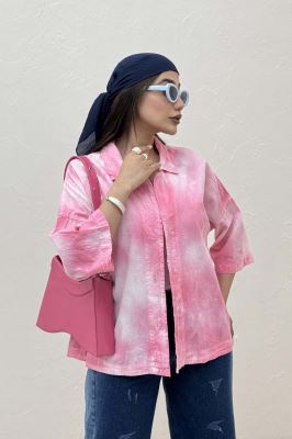 مانتو لینن آستین سه رب یقه شکاری (آبرنگی)TR