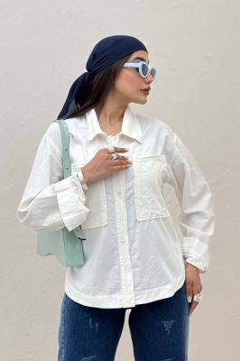 مانتو لینن پایین هلال دو جیب TR