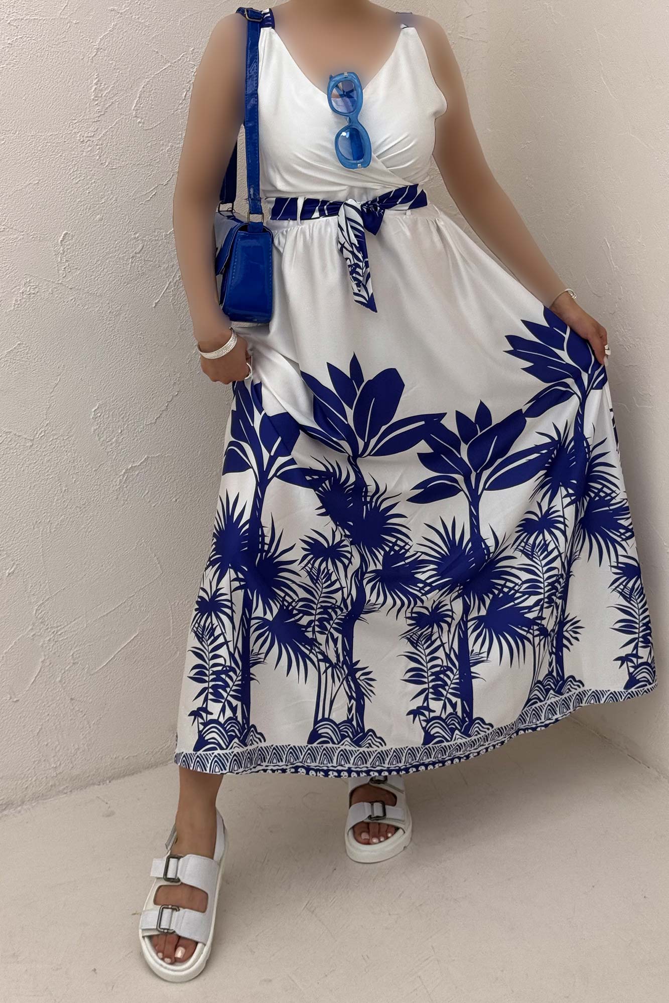 پیراهن ساحلی ساتن حریر طرح نخل