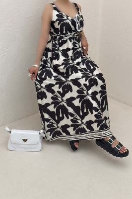 پیراهن ساحلی ساتن حریر طرح شب برگ