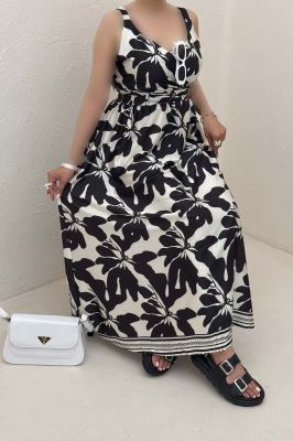 پیراهن ساحلی ساتن حریر طرح شب برگ