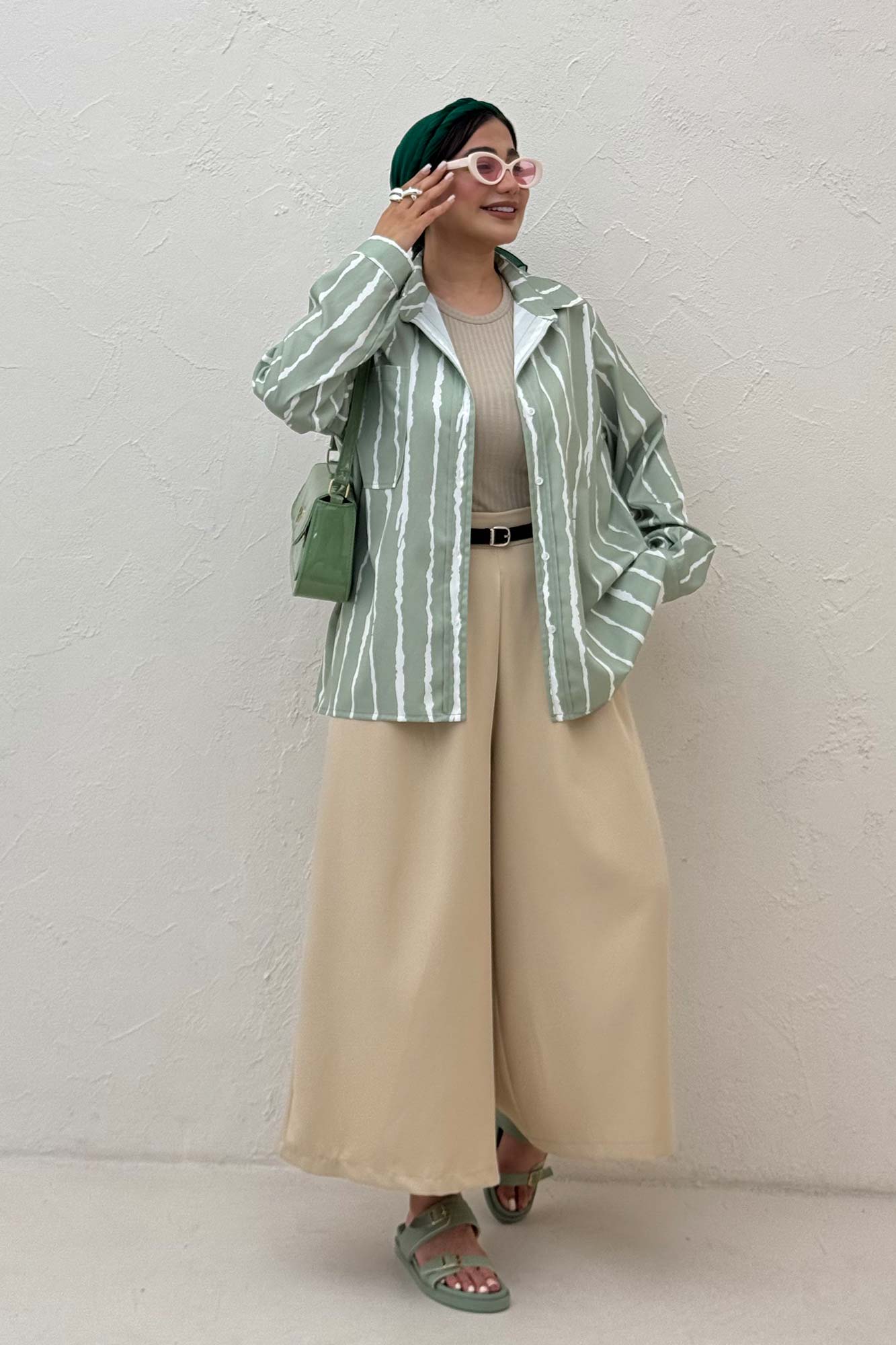 شومیز مانتویی پری راه راه تک جیب