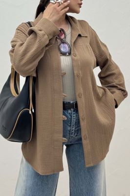 شومیز مانتویی دبل فیس دکمه در بند