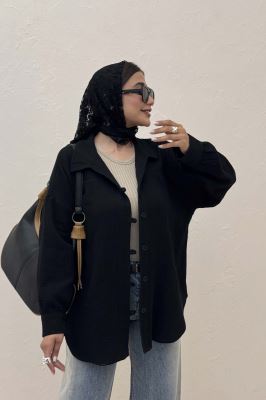 شومیز مانتویی دبل فیس دکمه در بند