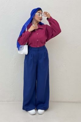 شومیز مانتویی دبل فیس دکمه در بند