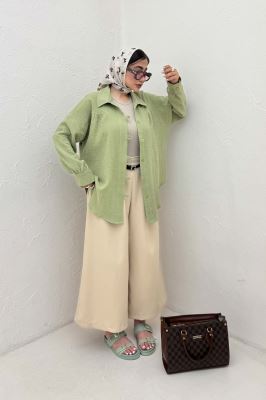 شومیز مانتویی دبل فیس دکمه در بند