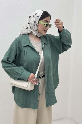 شومیز مانتویی دبل فیس دکمه در بند