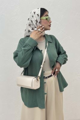 شومیز مانتویی دبل فیس دکمه در بند