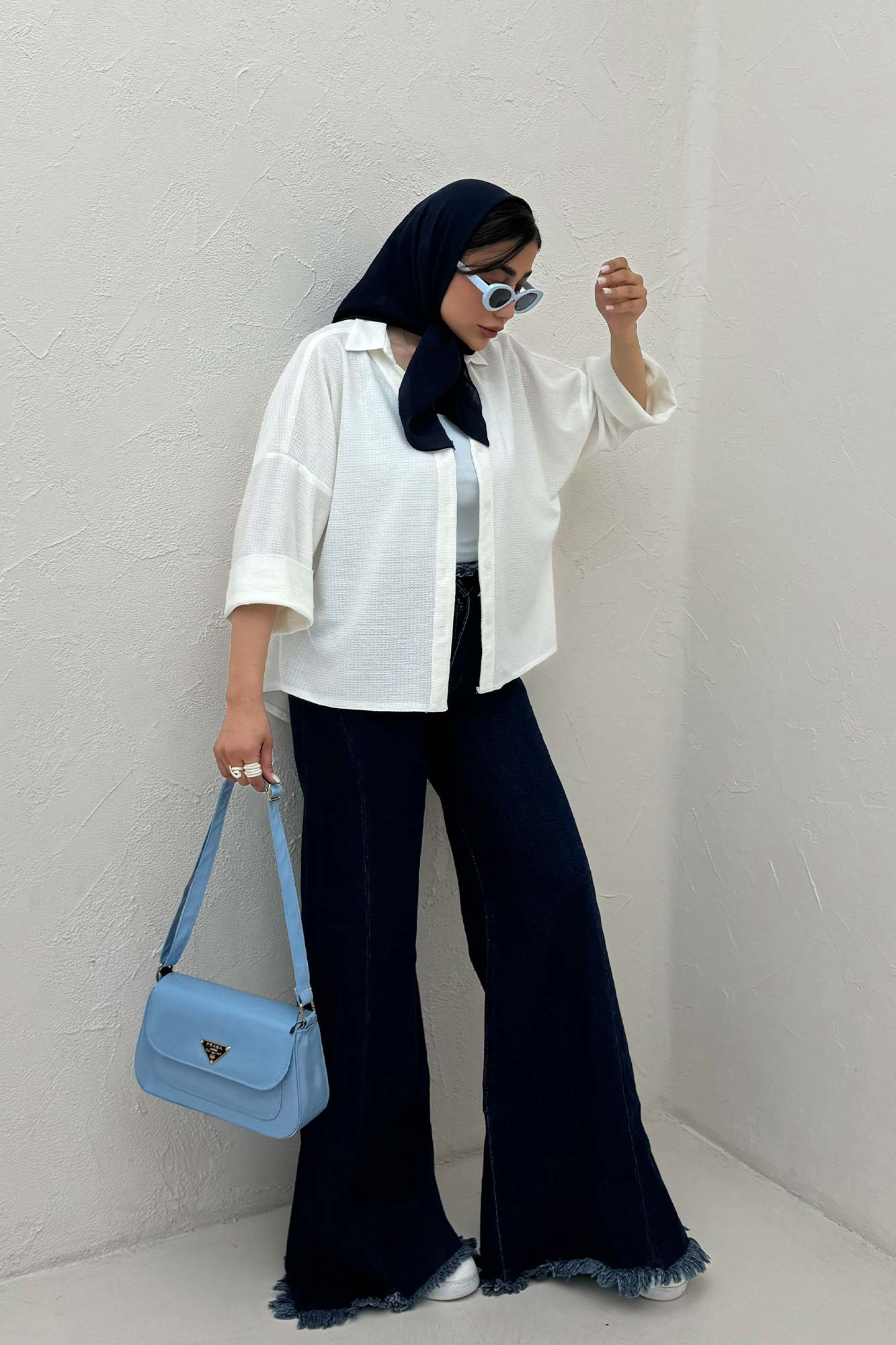 شومیز لینن کنفی آستین پاکتی 