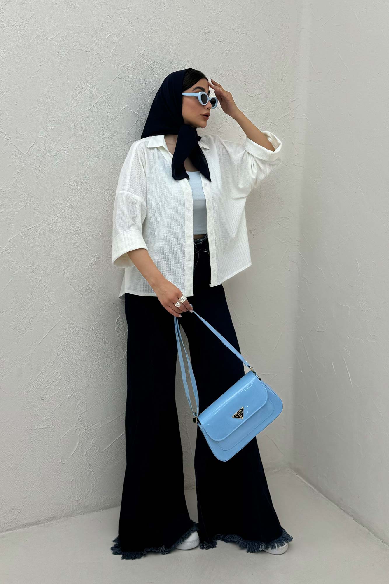 شومیز لینن کنفی آستین پاکتی 