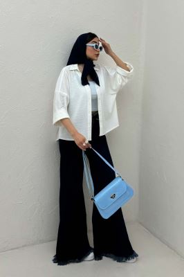 شومیز لینن کنفی آستین پاکتی 