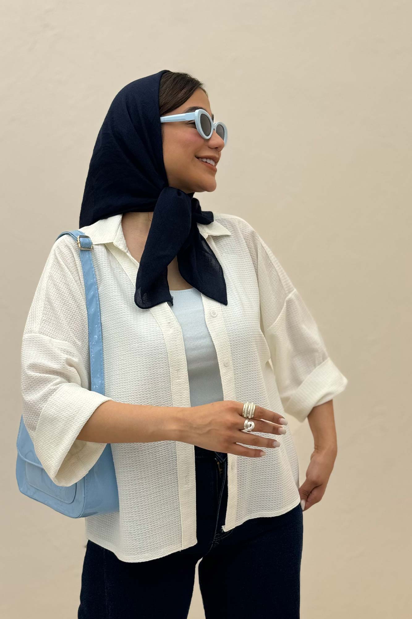 شومیز لینن کنفی آستین پاکتی 