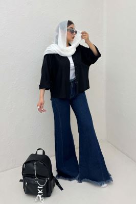 شومیز لینن کنفی آستین پاکتی 