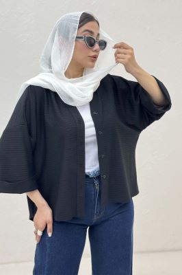 شومیز لینن کنفی آستین پاکتی 