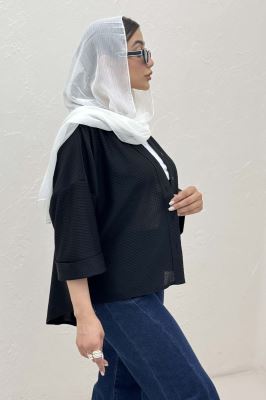 شومیز لینن کنفی آستین پاکتی 