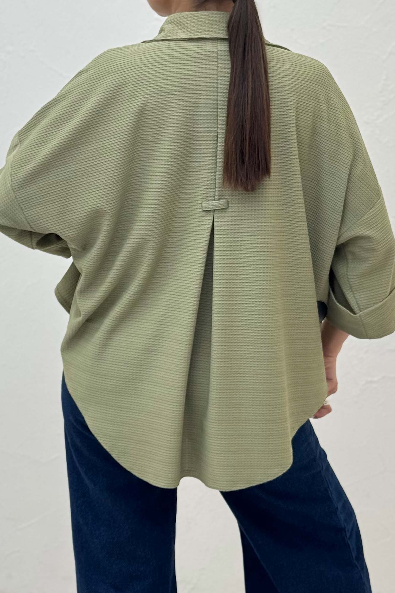 شومیز لینن کنفی آستین پاکتی 