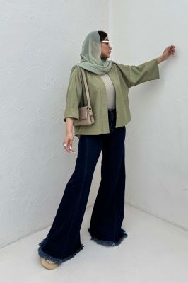 شومیز لینن کنفی آستین پاکتی 