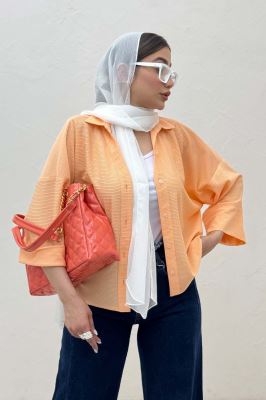 شومیز لینن کنفی آستین پاکتی 