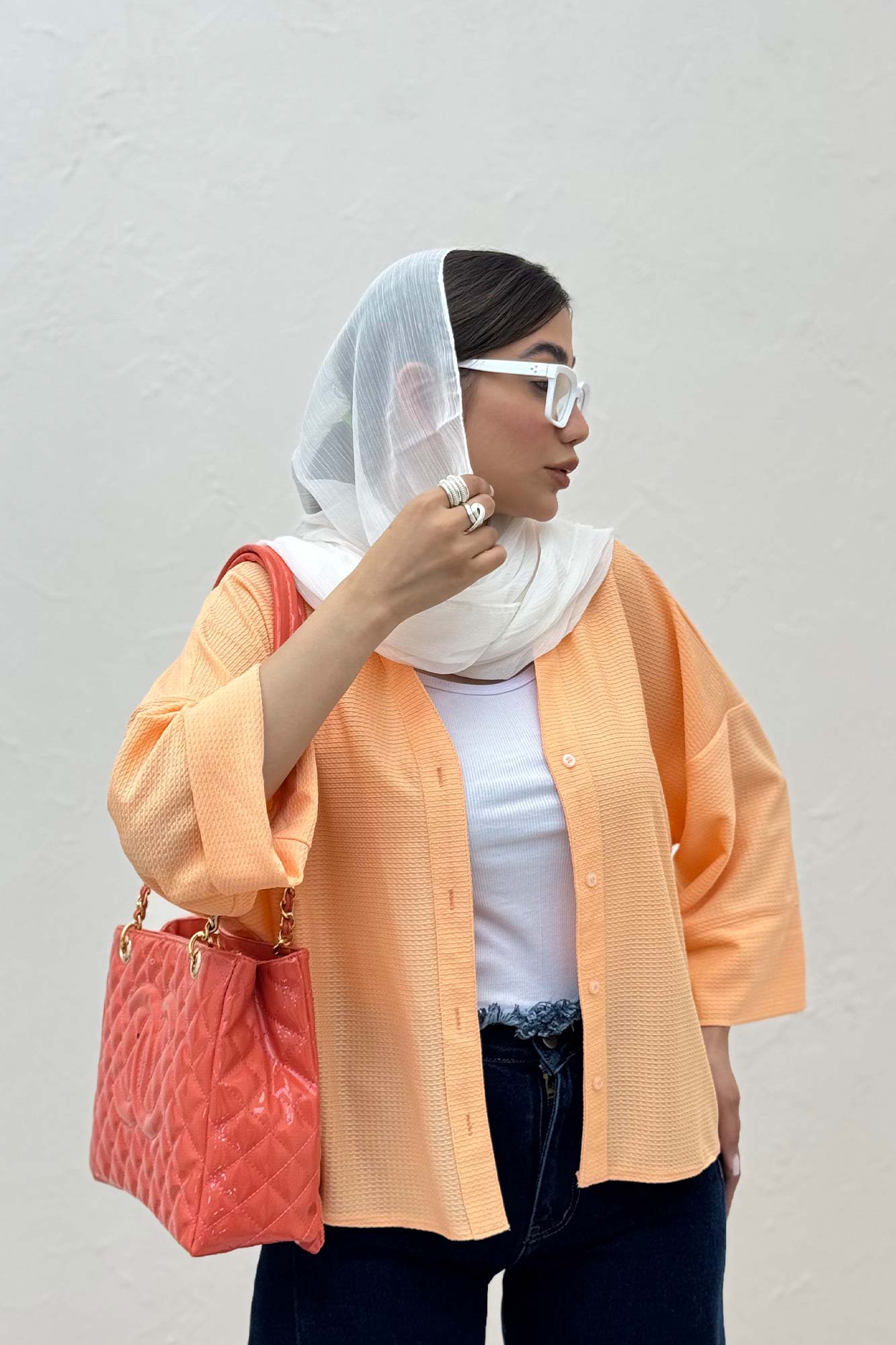 شومیز لینن کنفی آستین پاکتی 