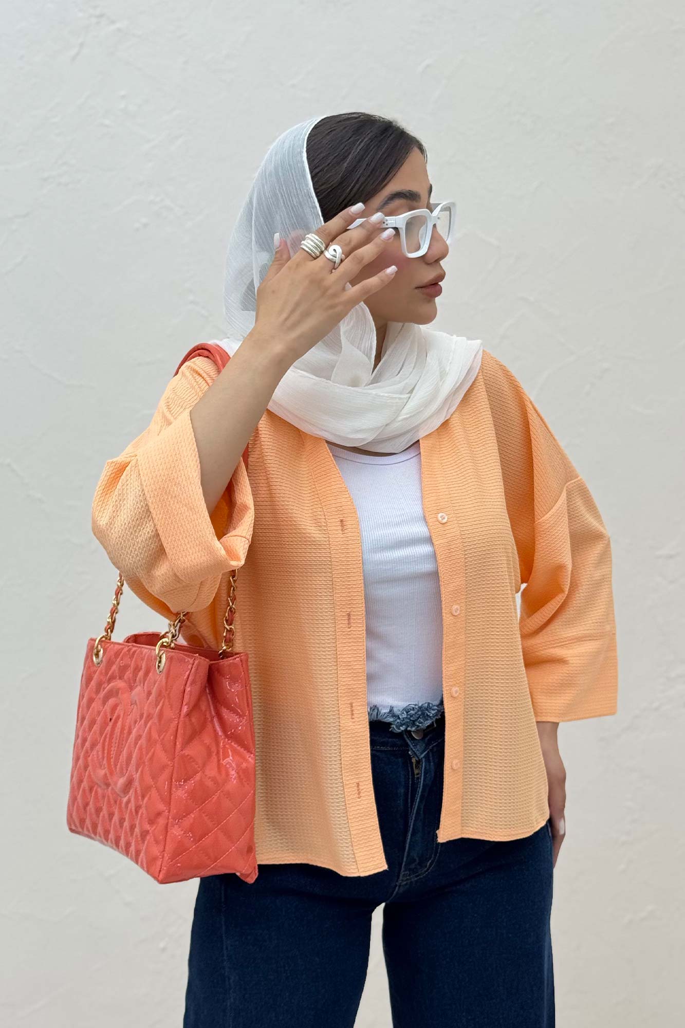 شومیز لینن کنفی آستین پاکتی 