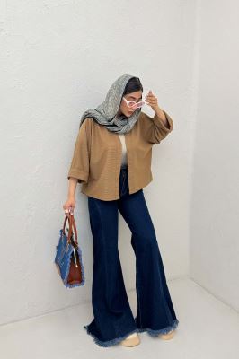 شومیز لینن کنفی آستین پاکتی 