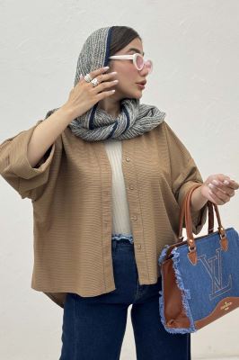 شومیز لینن کنفی آستین پاکتی 