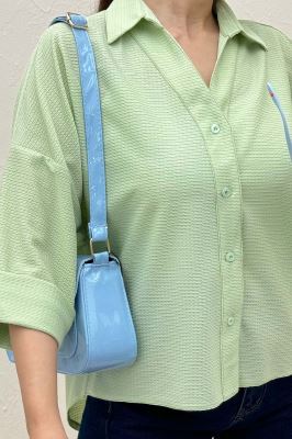 شومیز لینن کنفی آستین پاکتی 