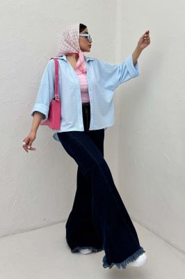 شومیز لینن کنفی آستین پاکتی 