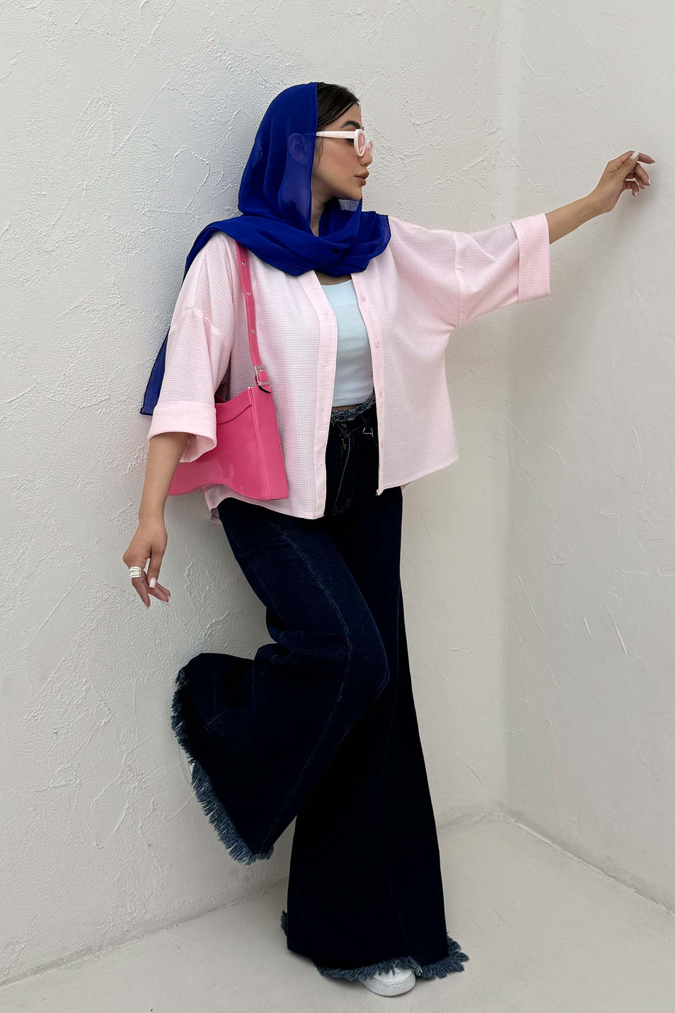 شومیز لینن کنفی آستین پاکتی 