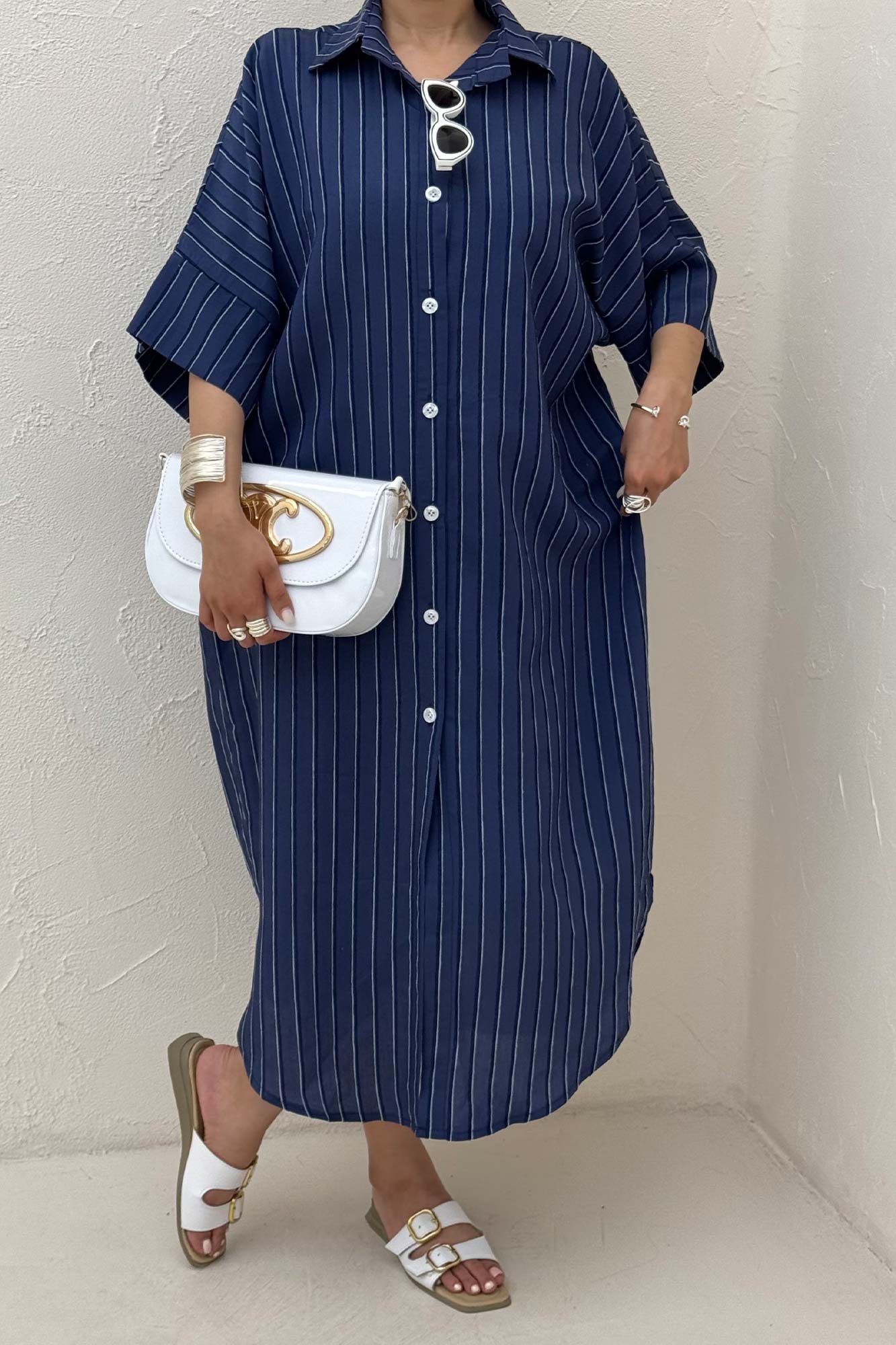 مانتو بلند جلو دکمه پری ژاکارد