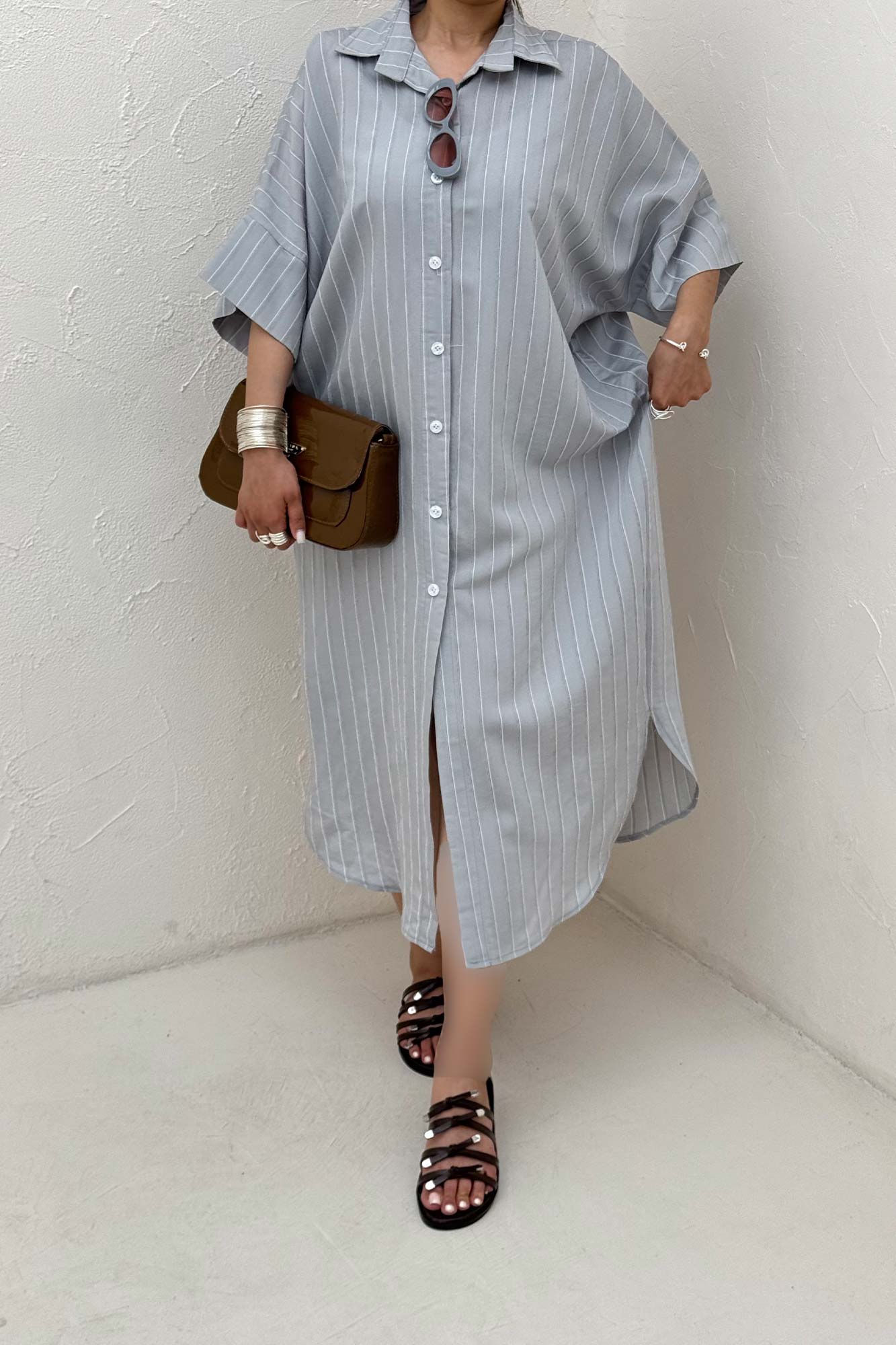 مانتو بلند جلو دکمه پری ژاکارد