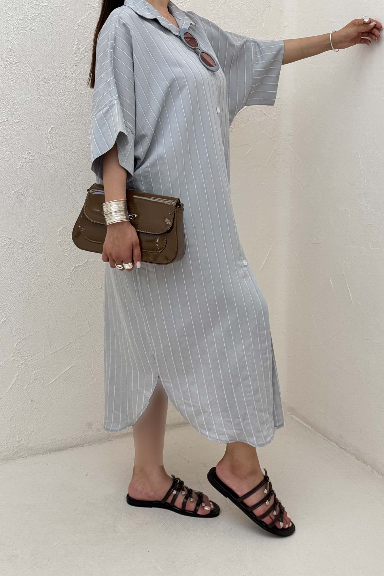 مانتو بلند جلو دکمه پری ژاکارد