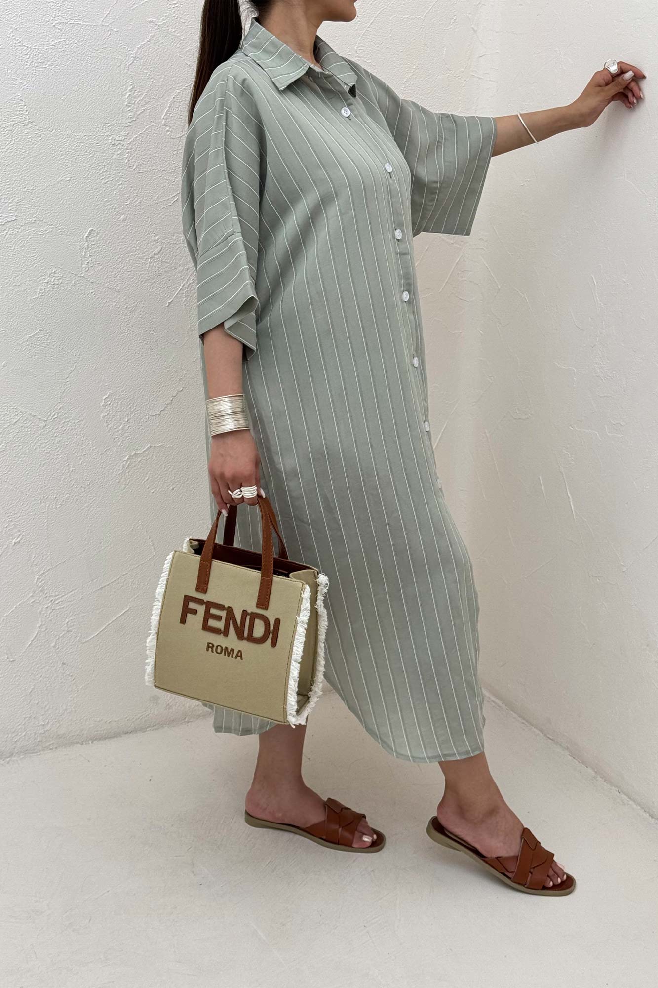 مانتو بلند جلو دکمه پری ژاکارد