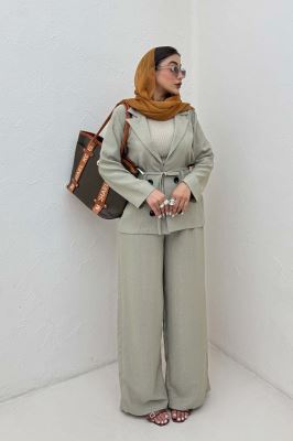 ست کت و شلوار یقه انگلیسی کریستال 